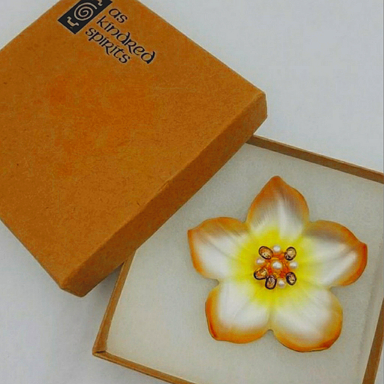 Alexis Bittar Golden Yellow Irridecent Lucite Flower Brooch, Pin